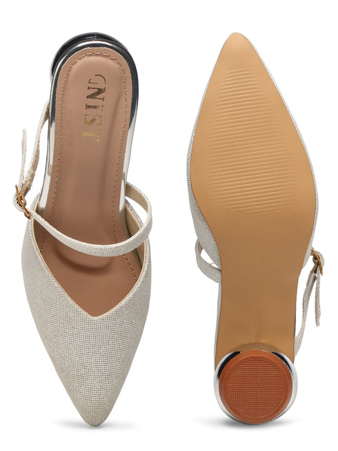 GNIST Party Mule White Round Heels