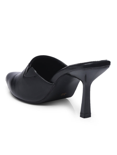 GNIST Pointed Mule Black Stiletto Heel