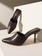 GNIST Pointed Mule Brown Stiletto Heel