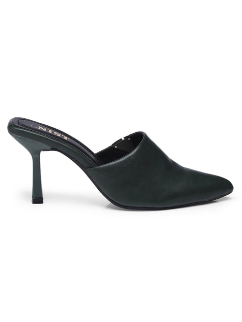 GNIST Pointed Mule Green Stiletto Heel