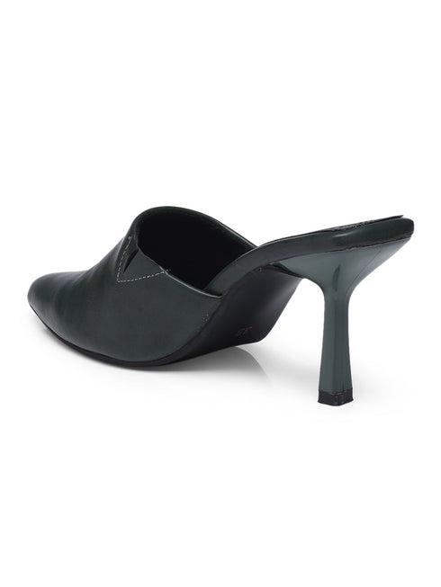 GNIST Pointed Mule Green Stiletto Heel
