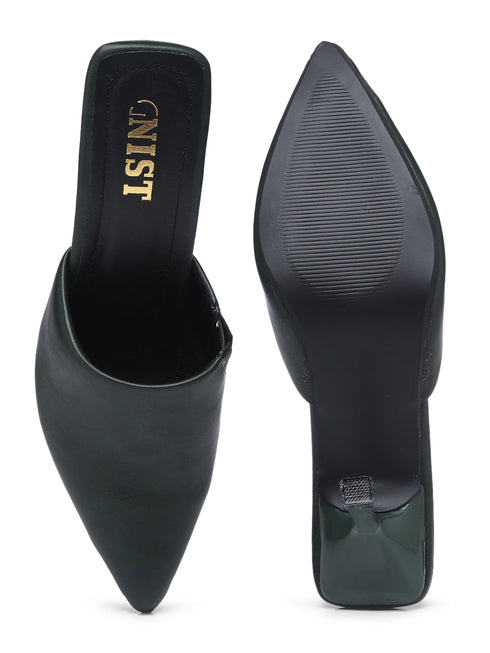 GNIST Pointed Mule Green Stiletto Heel