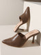 GNIST Pointed Mule Khaki Stiletto Heel