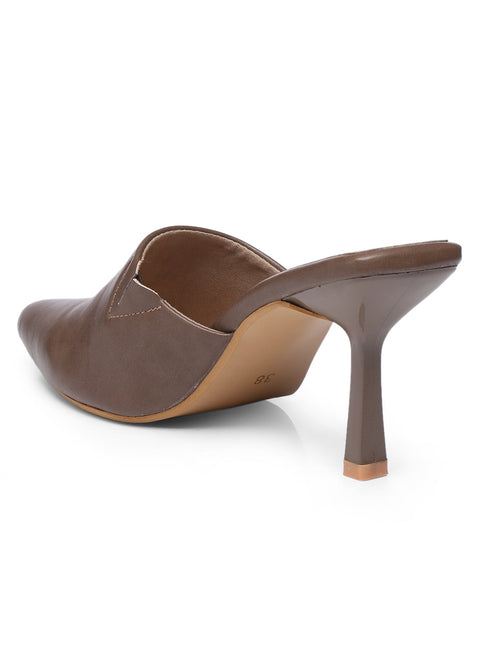 GNIST Pointed Mule Khaki Stiletto Heel