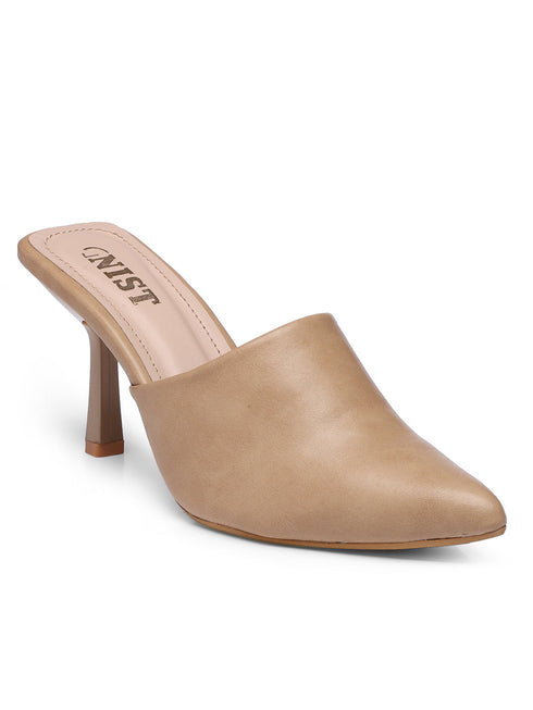 GNIST Pointed Mule Nude Stiletto Heels