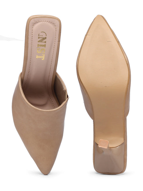 GNIST Pointed Mule Nude Stiletto Heels