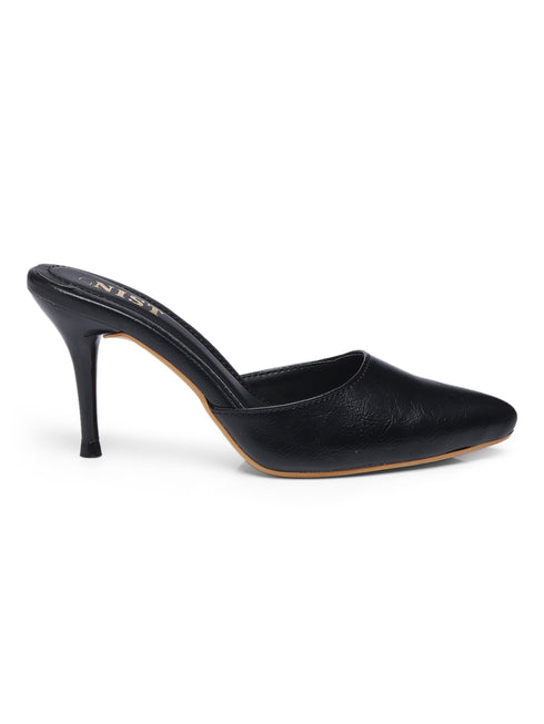 GNIST Classy Pointed Mule Black Stiletto Heel