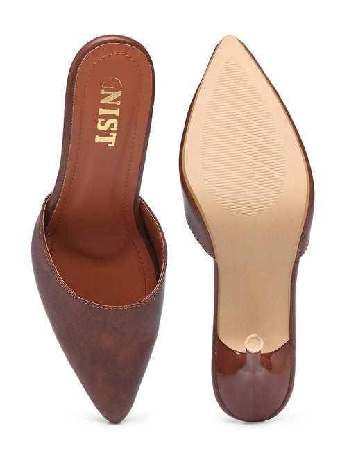 GNIST Classy Pointed Mule Tan Stiletto Heel