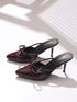 GNIST Pointed Mule With Bow Cherry Stiletto Heel