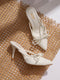 GNIST Pointed Mule With Bow White Stiletto Heel
