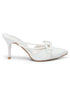 GNIST Pointed Mule With Bow White Stiletto Heel