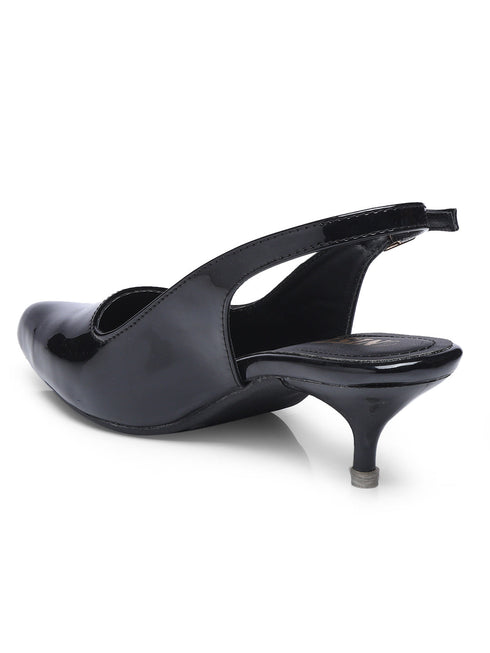 GNIST Classy Pointed Black Kitten Heel