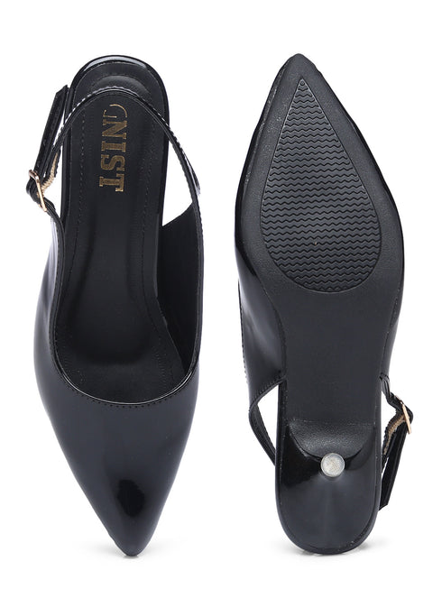 GNIST Classy Pointed Black Kitten Heel