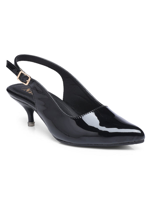 GNIST Classy Pointed Black Kitten Heel
