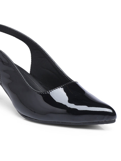 GNIST Classy Pointed Black Kitten Heel
