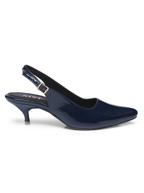 GNIST Classy Pointed Navy Kitten Heel