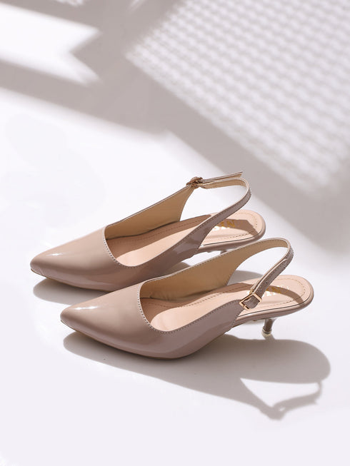 GNIST Classy Pointed Nude Kitten Heel