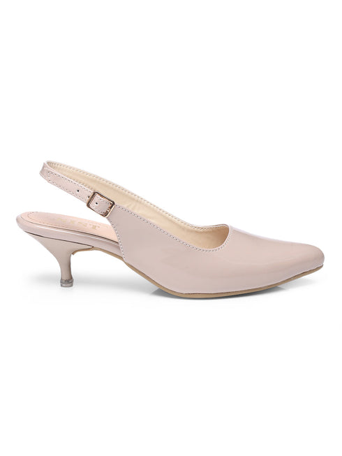 GNIST Classy Pointed Nude Kitten Heel