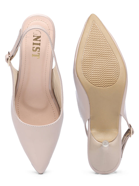 GNIST Classy Pointed Nude Kitten Heel