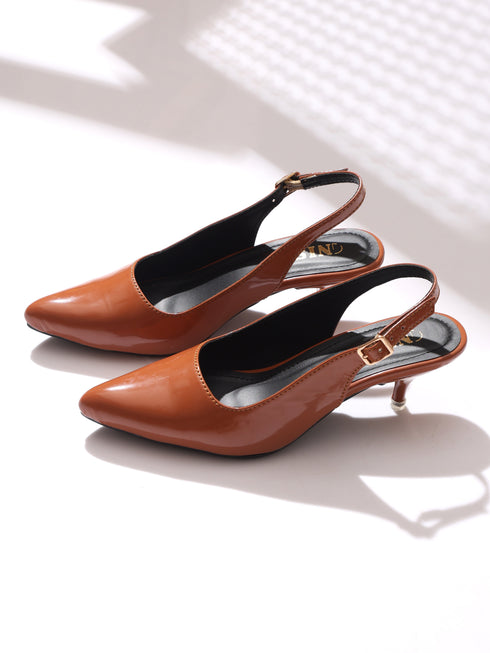 GNIST Classy Pointed Tan Kitten Heel
