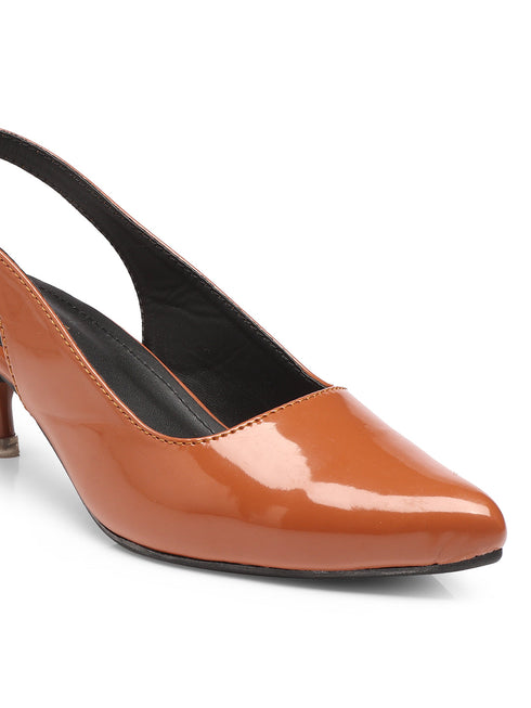 GNIST Classy Pointed Tan Kitten Heel