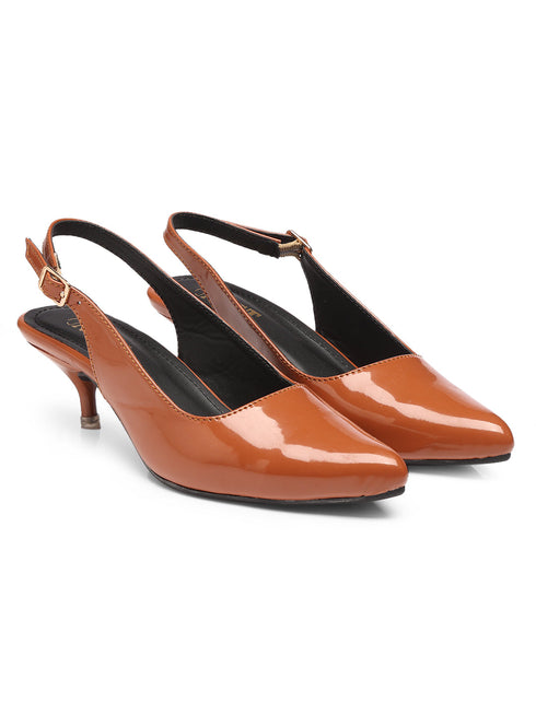 GNIST Classy Pointed Tan Kitten Heel