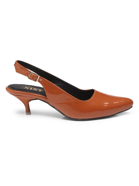 GNIST Classy Pointed Tan Kitten Heel