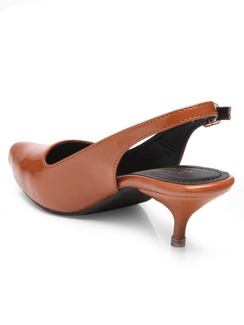 GNIST Classy Pointed Tan Kitten Heel