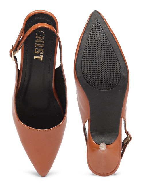 GNIST Classy Pointed Tan Kitten Heel