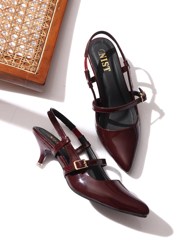 GNIST Structured pointed Cherry Kitten Heel