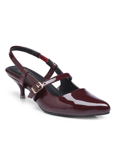 GNIST Structured pointed Cherry Kitten Heel