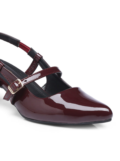 GNIST Structured pointed Cherry Kitten Heel