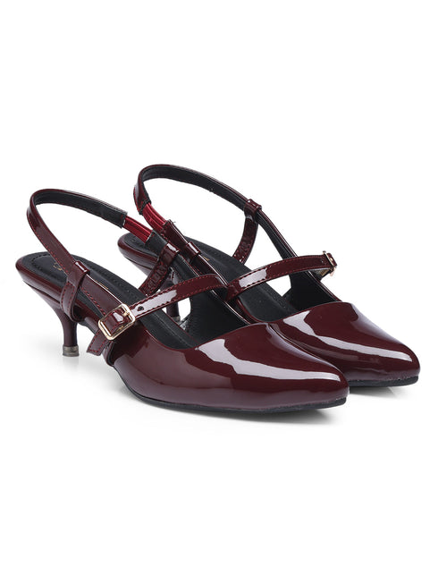 GNIST Structured pointed Cherry Kitten Heel