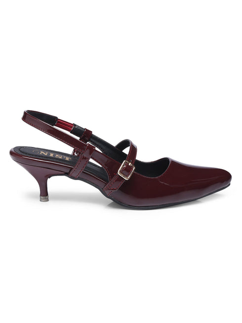 GNIST Structured pointed Cherry Kitten Heel