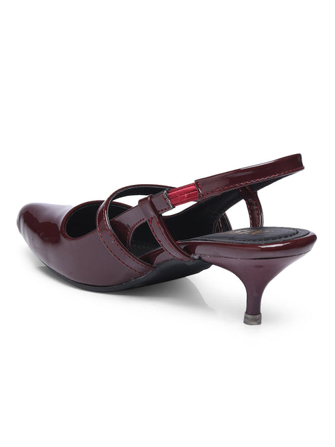 GNIST Structured pointed Cherry Kitten Heel