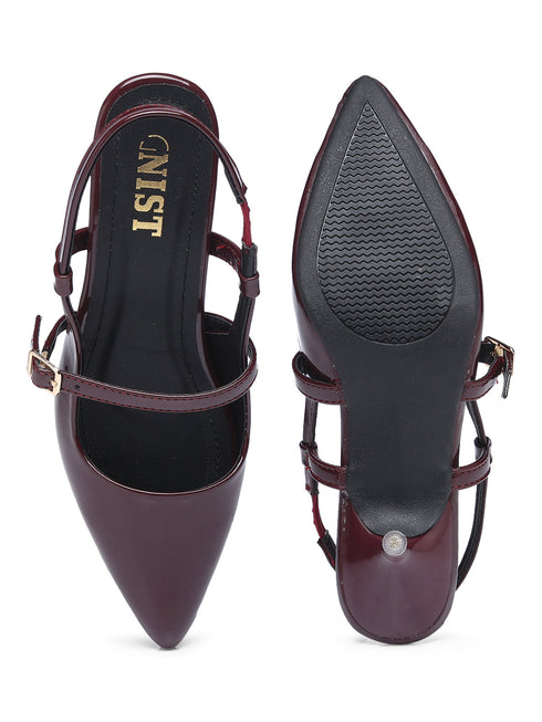 GNIST Structured pointed Cherry Kitten Heel