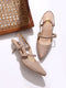 GNIST Structured pointed Nude Kitten Heel