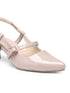 GNIST Structured pointed Nude Kitten Heel