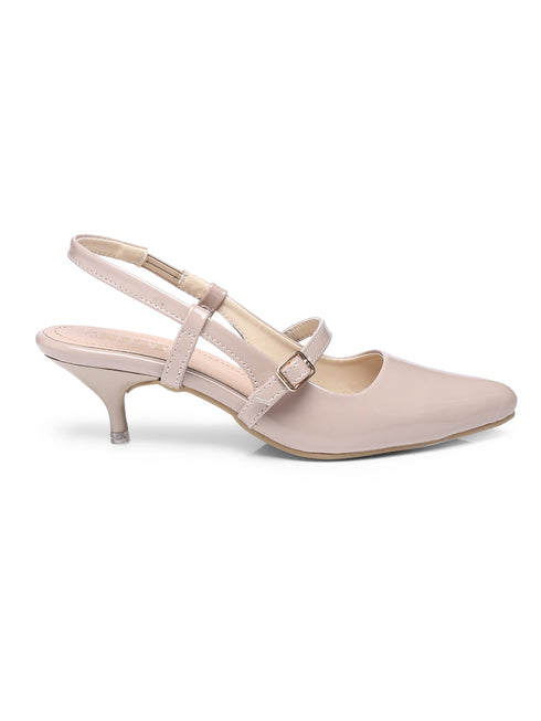 GNIST Structured pointed Nude Kitten Heel