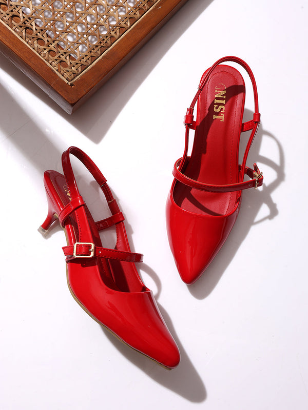 GNIST Structured pointed Red Kitten Heel