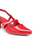 GNIST Structured pointed Red Kitten Heel