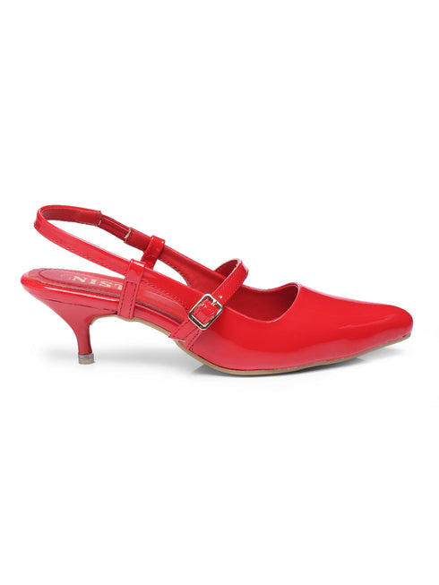 GNIST Structured pointed Red Kitten Heel