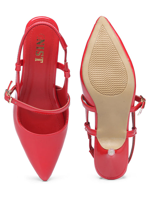 GNIST Structured pointed Red Kitten Heel