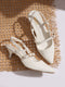 GNIST Structured pointed White Kitten Heel