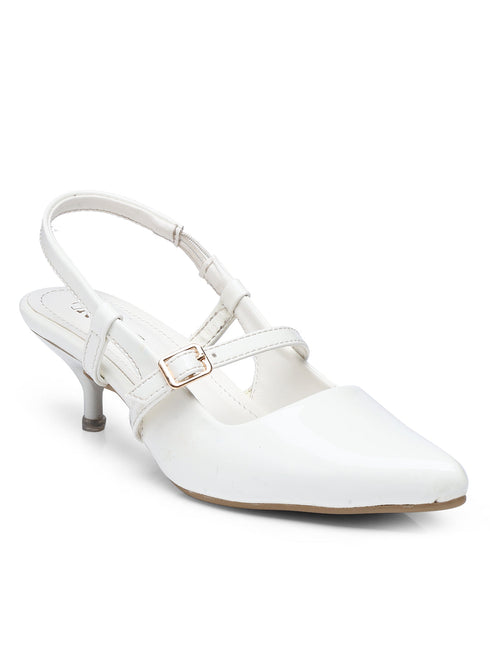 GNIST Structured pointed White Kitten Heel