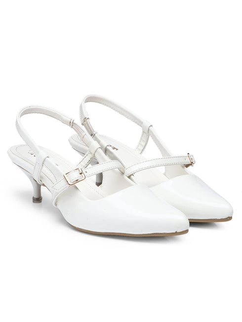 GNIST Structured pointed White Kitten Heel