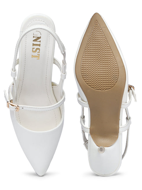 GNIST Structured pointed White Kitten Heel