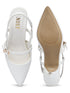 GNIST Structured pointed White Kitten Heel