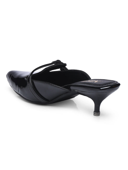 GNIST Structured Mule Black Kitten Heel