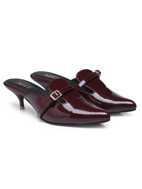 GNIST Structured Mule Cherry Kitten Heel